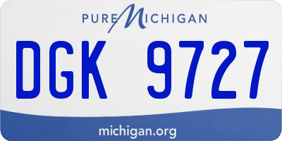 MI license plate DGK9727