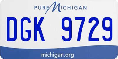MI license plate DGK9729