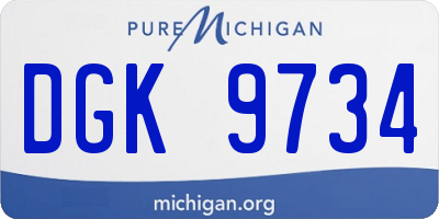 MI license plate DGK9734