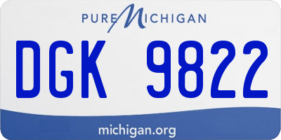 MI license plate DGK9822