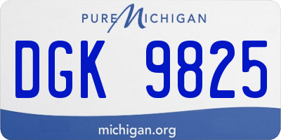 MI license plate DGK9825