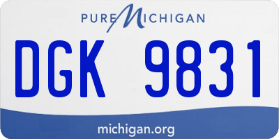 MI license plate DGK9831
