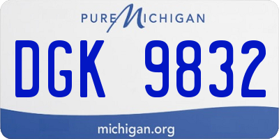 MI license plate DGK9832