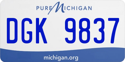 MI license plate DGK9837