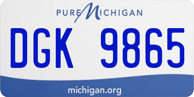 MI license plate DGK9865