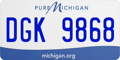 MI license plate DGK9868