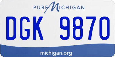 MI license plate DGK9870