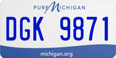 MI license plate DGK9871