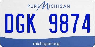 MI license plate DGK9874