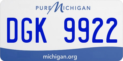 MI license plate DGK9922