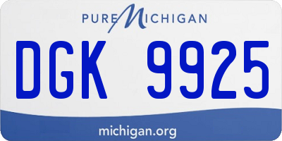 MI license plate DGK9925