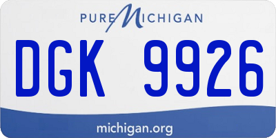 MI license plate DGK9926