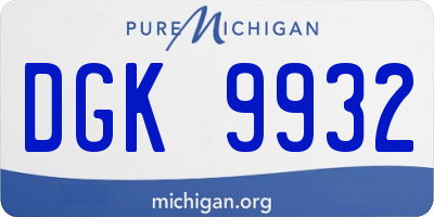MI license plate DGK9932
