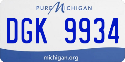 MI license plate DGK9934