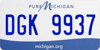 MI license plate DGK9937