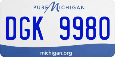 MI license plate DGK9980