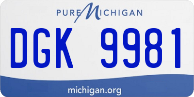 MI license plate DGK9981