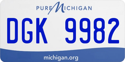 MI license plate DGK9982