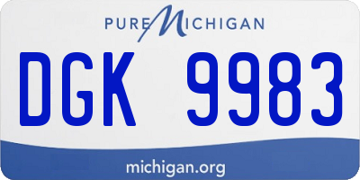 MI license plate DGK9983