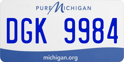 MI license plate DGK9984