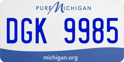 MI license plate DGK9985