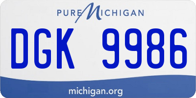 MI license plate DGK9986