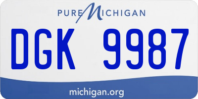 MI license plate DGK9987