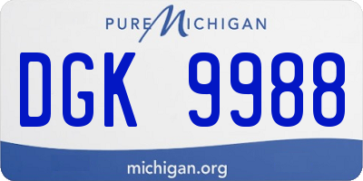 MI license plate DGK9988