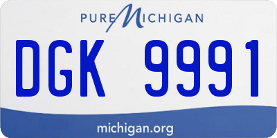MI license plate DGK9991