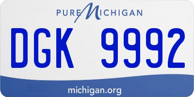 MI license plate DGK9992