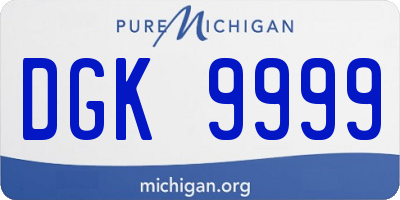 MI license plate DGK9999