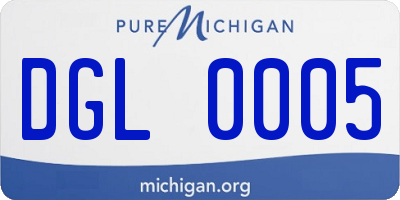 MI license plate DGL0005