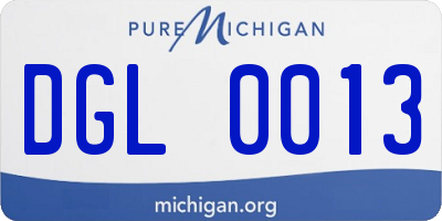 MI license plate DGL0013