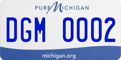 MI license plate DGM0002