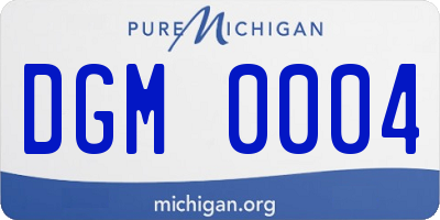 MI license plate DGM0004