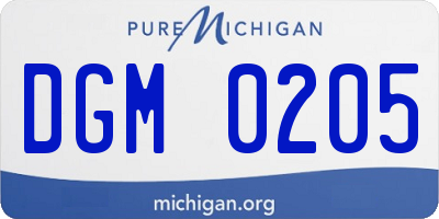 MI license plate DGM0205
