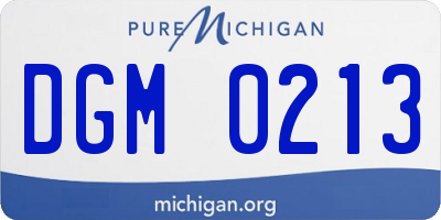 MI license plate DGM0213