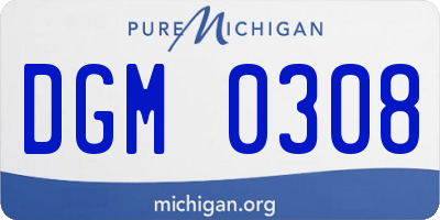MI license plate DGM0308