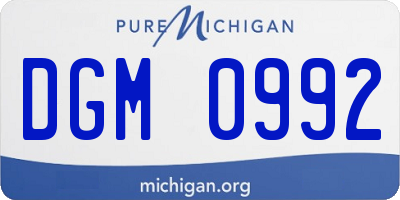 MI license plate DGM0992