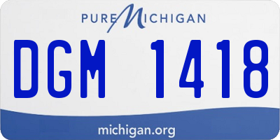 MI license plate DGM1418