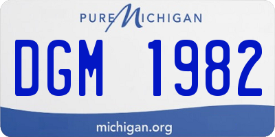 MI license plate DGM1982