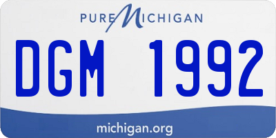 MI license plate DGM1992