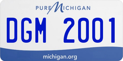 MI license plate DGM2001