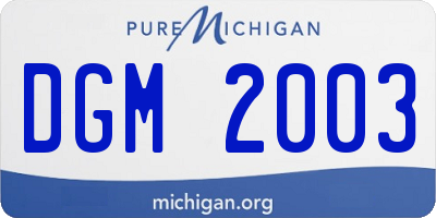 MI license plate DGM2003