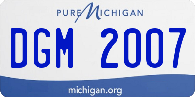MI license plate DGM2007