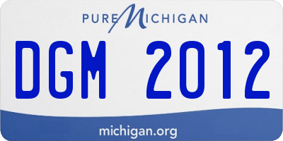MI license plate DGM2012