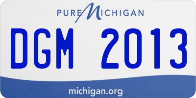 MI license plate DGM2013