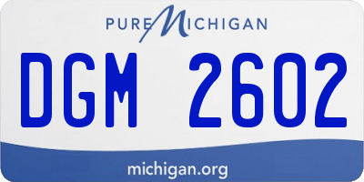 MI license plate DGM2602