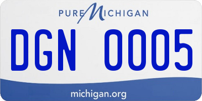 MI license plate DGN0005