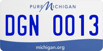 MI license plate DGN0013